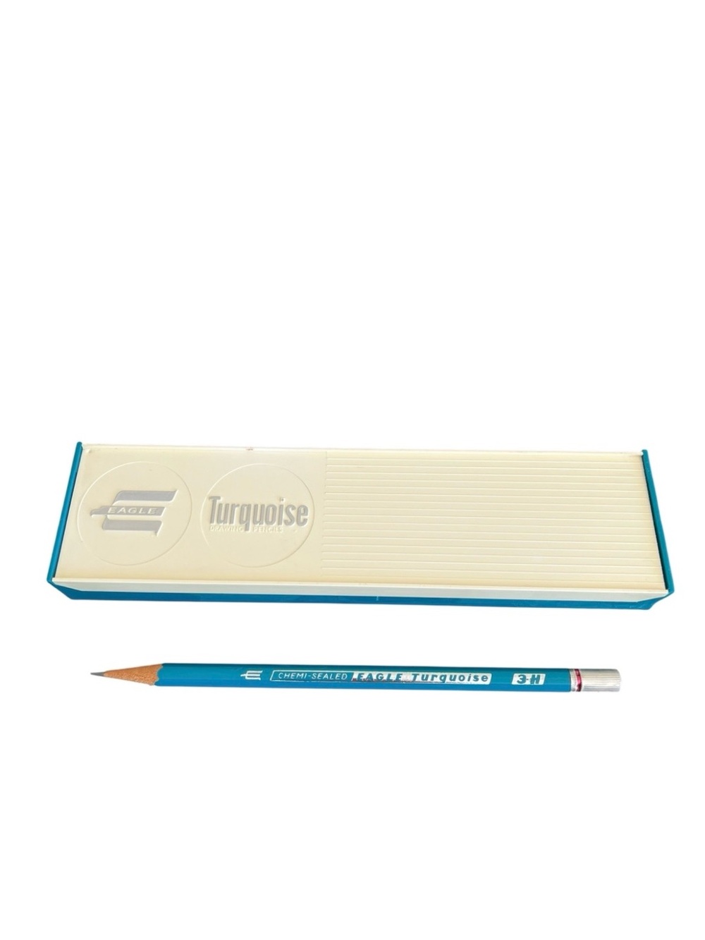 Vintage Eagle Turquoise Drawing Pencil Box 3H Chemi-Sealed